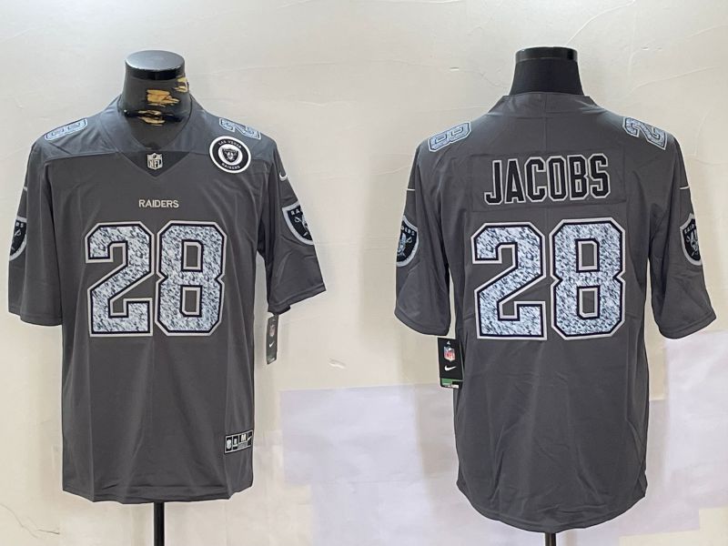 Men Oakland Raiders 28 Jacobs Grey 2024 Nike Vapor Limited NFL Jersey style 4